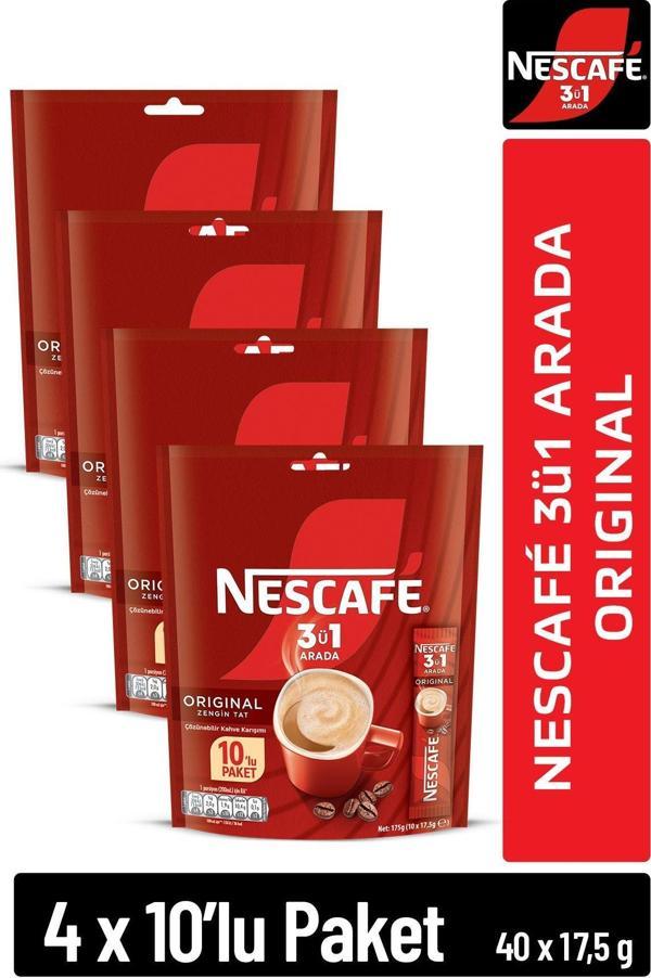 NESCAFE 3ü1 Arada Fındık Aromalı Çözünebilir Kahve 17g 10'lu Paket 10X4 - Image 1