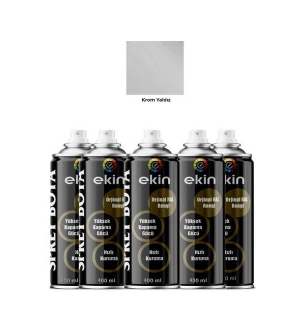 Ekin 400 Ml Sprey Boya Krom Yaldız Metalik Renk - 5 Adet - Image 1