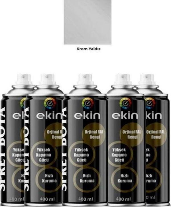 Ekin 400 Ml Sprey Boya Krom Yaldız Metalik Renk - 5 Adet - Image 1