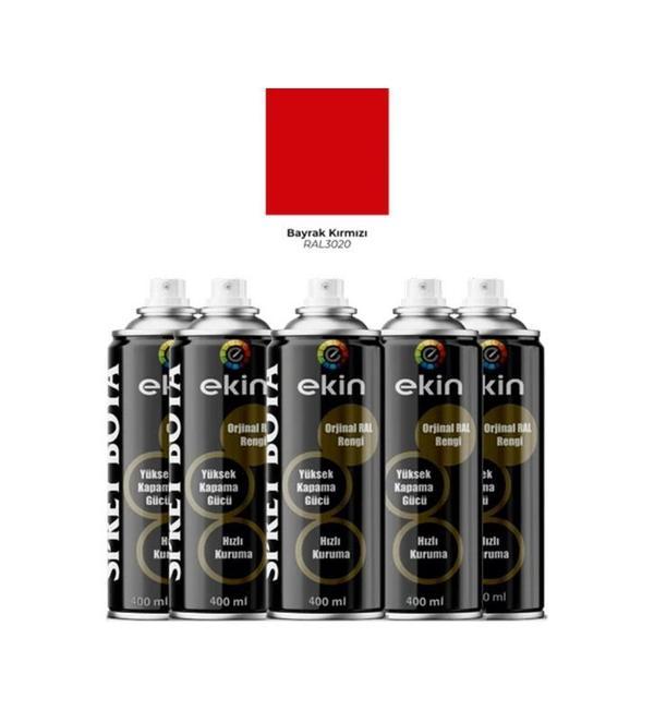 Ekin 400 Ml Sprey Boya Parlak Kırmızı Renk - 5 Adet - Image 1