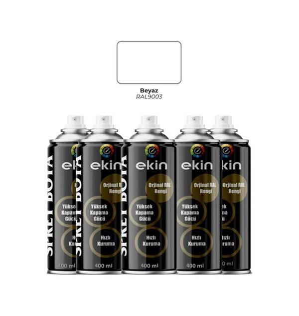 Ekin 400 Ml Sprey Boya Parlak Beyaz Renk - 5 Adet - Image 1