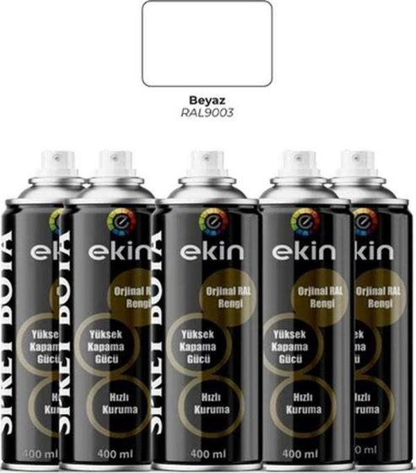 Ekin 400 Ml Sprey Boya Parlak Beyaz Renk - 5 Adet - Image 1