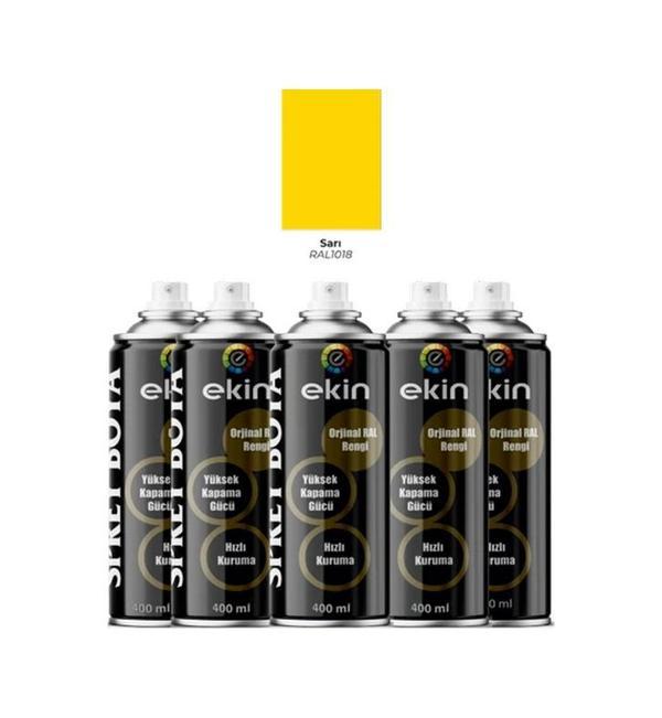 Ekin 400 Ml Sprey Boya Parlak Sarı Renk - 5 Adet - Image 1