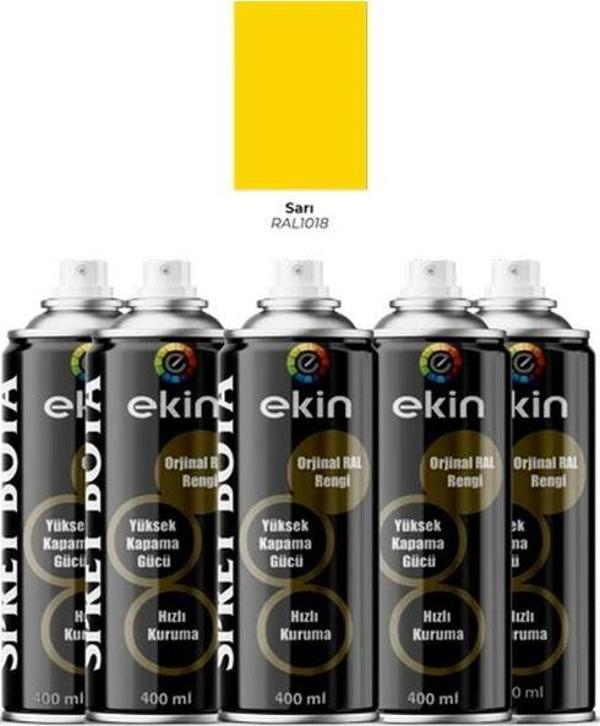 Ekin 400 Ml Sprey Boya Parlak Sarı Renk - 5 Adet - Image 1
