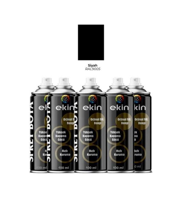 Ekin 400 Ml Sprey Boya Parlak Siyah Renk - 5 Adet - Image 1