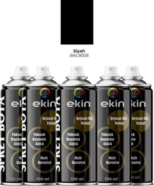 Ekin 400 Ml Sprey Boya Parlak Siyah Renk - 5 Adet - Image 1