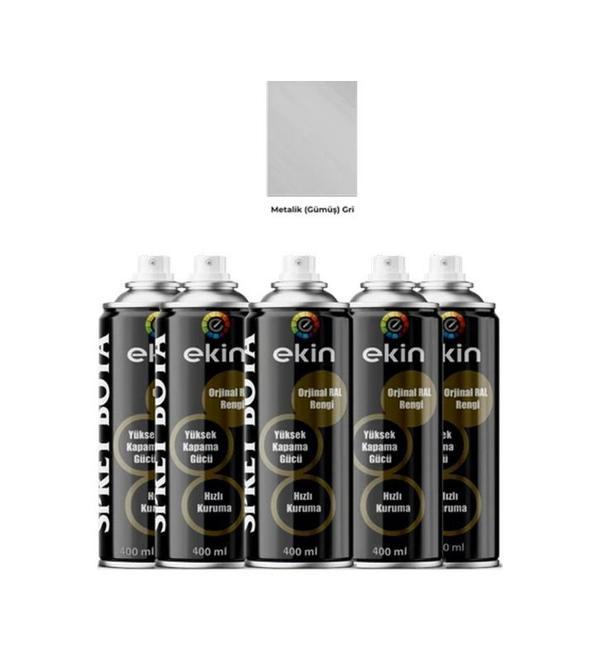 Ekin 400 Ml Sprey Boya Metalik Gümüş Gri Renk - 5 Adet - Image 1