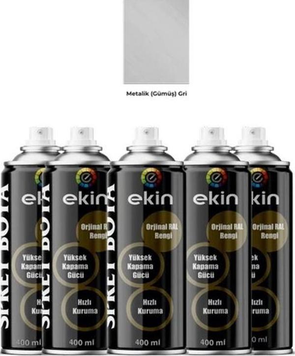 Ekin 400 Ml Sprey Boya Metalik Gümüş Gri Renk - 5 Adet - Image 1