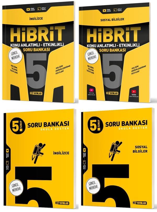 Hız 2025 5. Sınıf İngilizce + Sosyal Bilgiler Soru + Hibrit - Konu Seti 4 Kitap - Hız Yayınları - Image 1