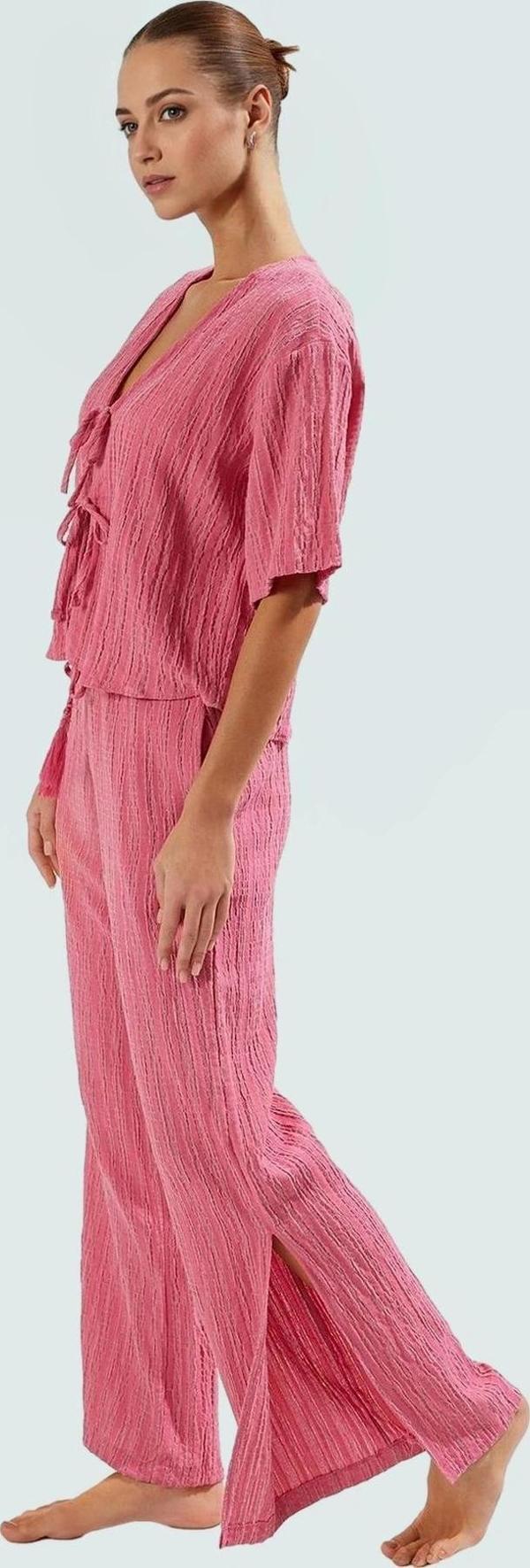Plaj Şıklığı Dokuma Keten Karışımlı Rahat Pantolon Takım Trend Tasarım Modern Stil - Image 1