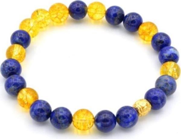 Doğal Lapis Lazuli Ve Sitrin Taşı Bileklik 1.kalite 002 - Image 1