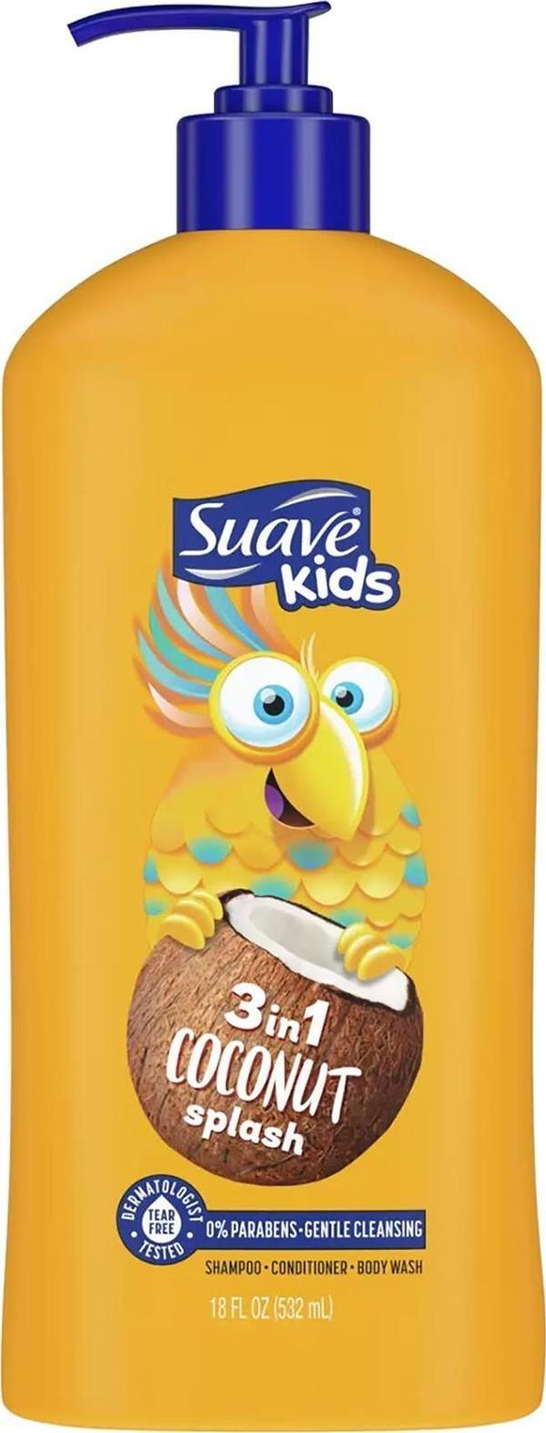 Suave Kids Coconut Splash 3’ü 1 Arada Çocuk Şampuanı Saç Kremi ve Duş Jeli 532ML - Image 1