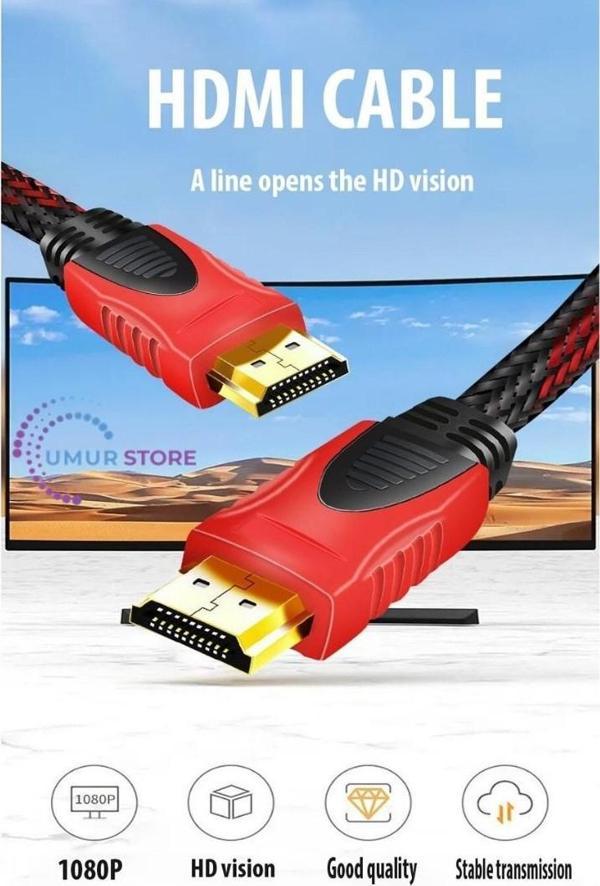 3mt Üç 3 Metre Sargılı HDMI Kablo Full Hd 1080 3D 4K 2160P Kaliteli Hdmi 2k 4K HDMI 2.0 - Image 1