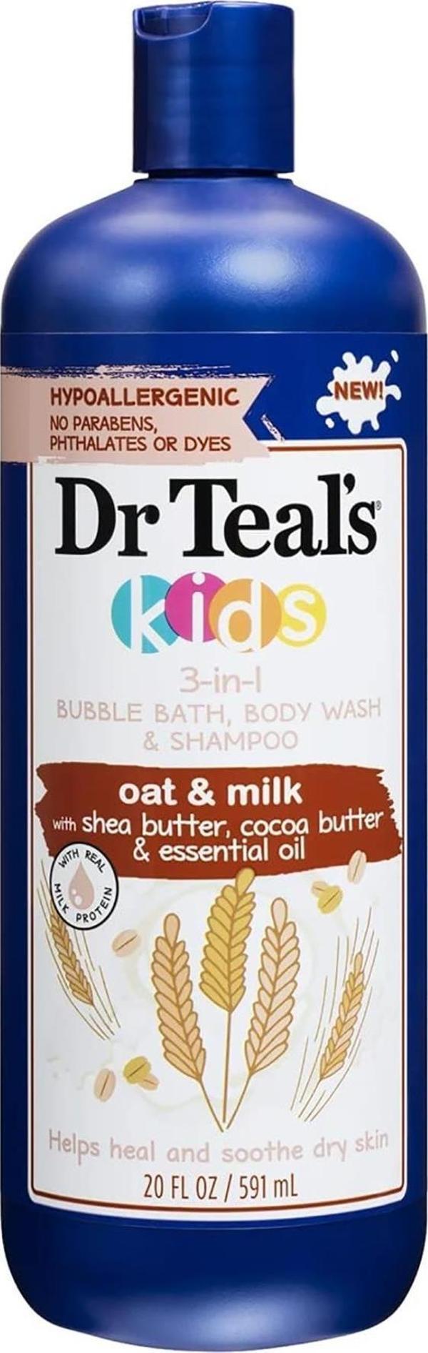 Dr.Teals Kids Oat & Milk 3in1 Banyo Köpüğü + Vücut Şampuanı + Şampuan 591ML - Image 1