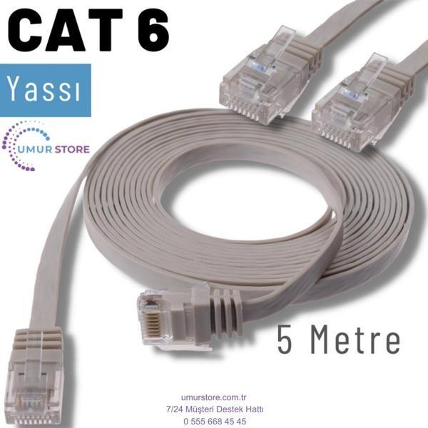 5 Metre Cat6 Kablo Yassı Ethernet Network Lan Ağ Internet Kablosu - Image 1