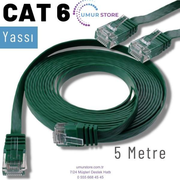 5 Metre Cat6 Kablo Yassı Ethernet Network Lan Ağ Internet Kablosu - Image 1