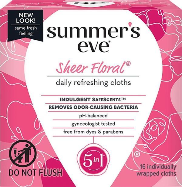 Summers Eve Sheer Floral Özel Bölge Temizlik Mendili 16 Adet - Image 1
