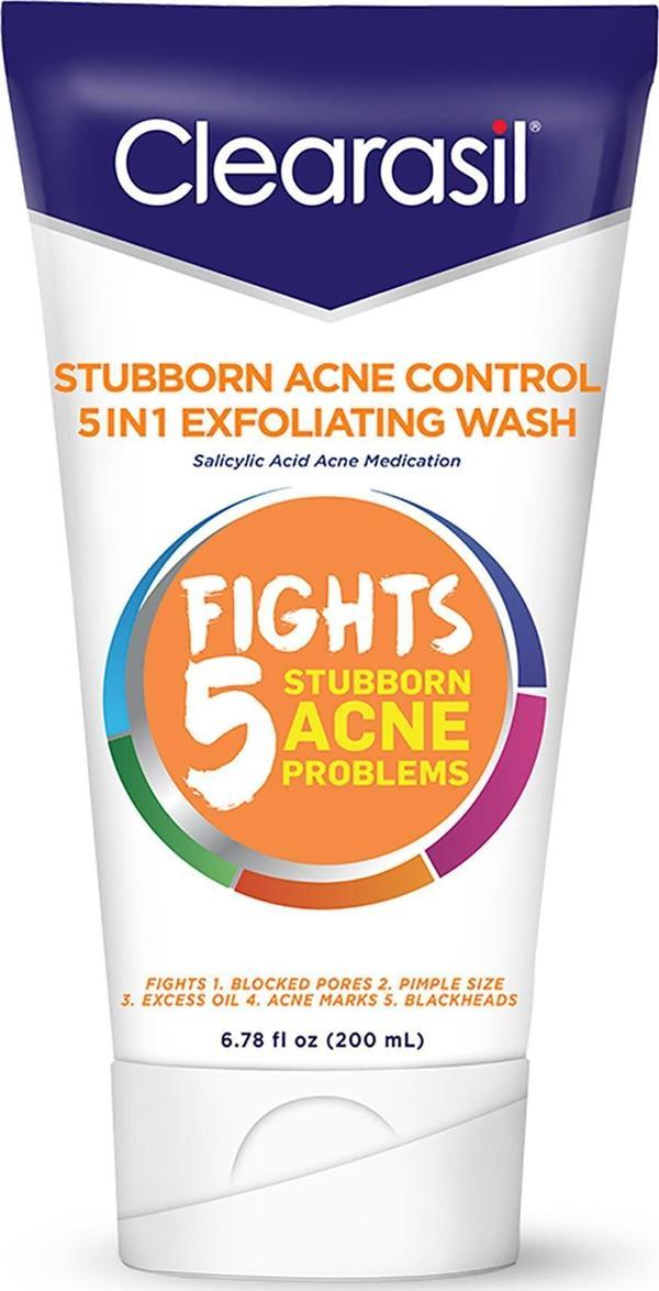 Clearasil Stubborn Akne Karşıtı 5’i 1 Arada Peeling Etkili Yüz Temizleme Jeli 200ML - Image 1