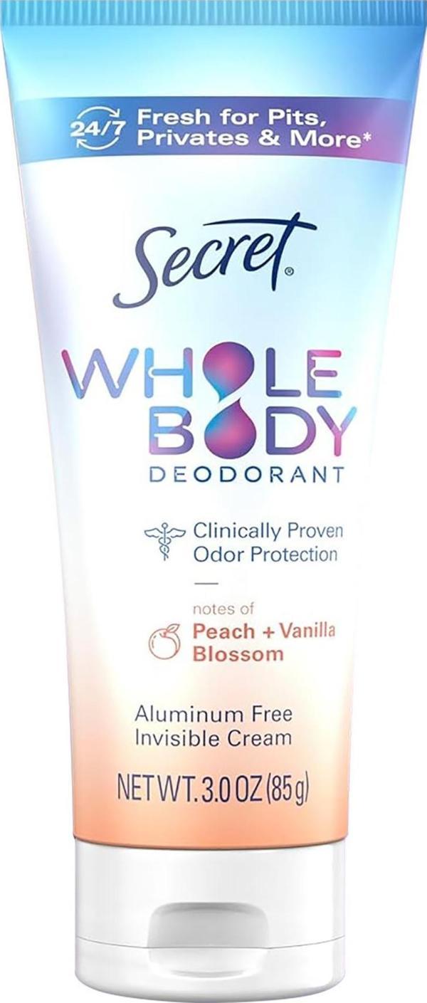 Secret Whole Body Peach + Vanilla Blossom Alüminyumsuz Tüm Vücut Krem Deodorant 85GR - Image 1