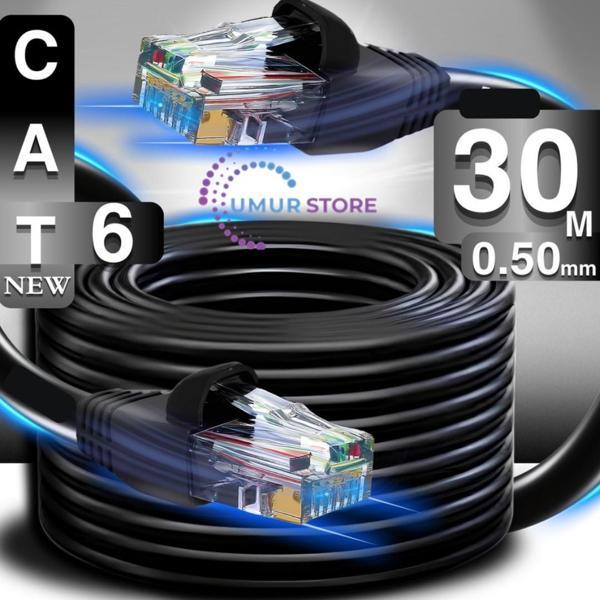 30 Metre Internet Kablosu/0,50mm Utp CAT6 23AWG/ iki Kat Korumalı/iç ve Dış Mekan Uyumlu/ethernet ka - Image 1