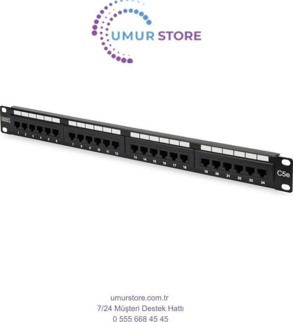 19 Inch 24 Port Cat-5E UTP Patch Panel, 50 μ (Mikron), Altın Kontak, Zırhsız - Image 1