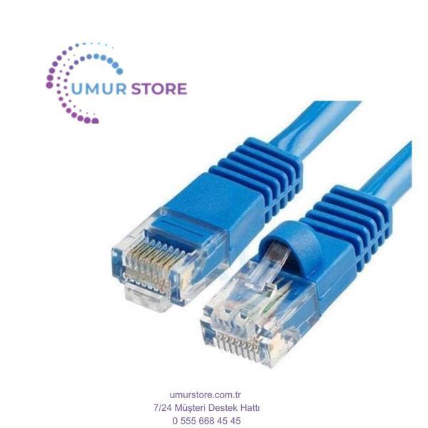 5 Metre Cat6 RJ45 Lan Kablosu Uçlari Fabrikasyon Takili Bilgisayar Modem Mavi Internet Ethernet Kabl - Image 1