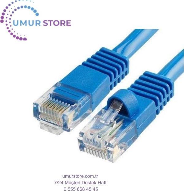 5 Metre Cat6 RJ45 Lan Kablosu Uçlari Fabrikasyon Takili Bilgisayar Modem Mavi Internet Ethernet Kabl - Image 1