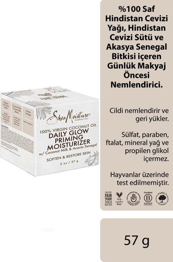 Shea Moisture %100 Saf Hindistan Cevizi Yağlı Günlük Makyaj Öncesi Nemlendirici 57GR - Image 1