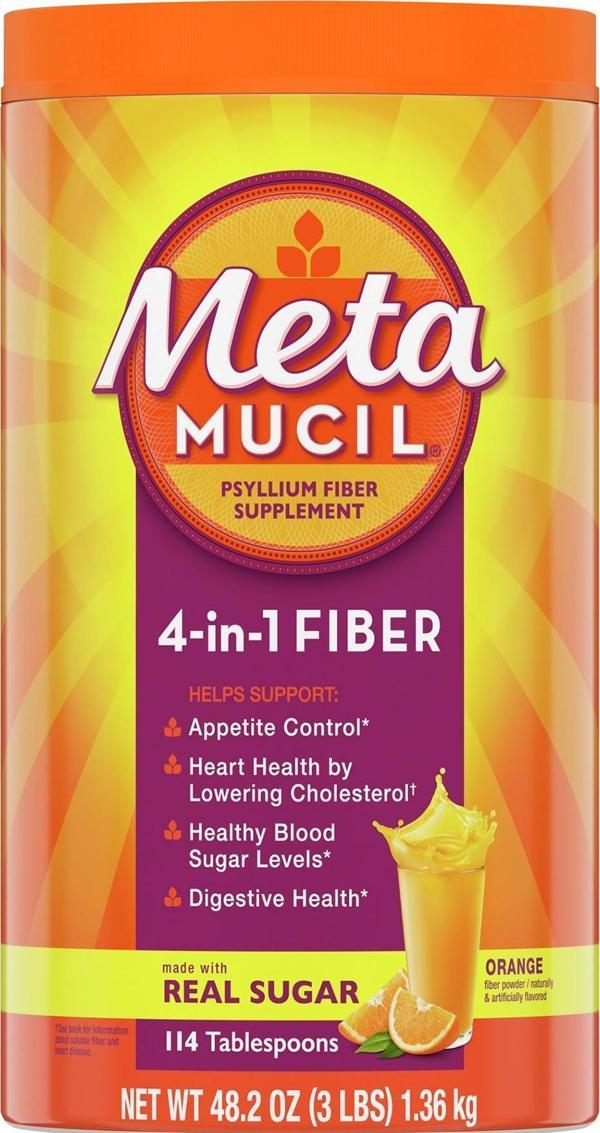 Metamucil Real Sugar Orange Multihealth Fiber Powder 1.36KG - Image 1