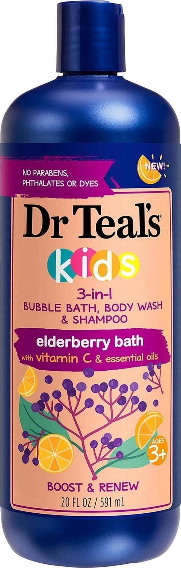 Dr.Teals Kids Elderberry 3in1 Banyo Köpüğü + Vücut Şampuanı + Şampuan 591ML - Image 1