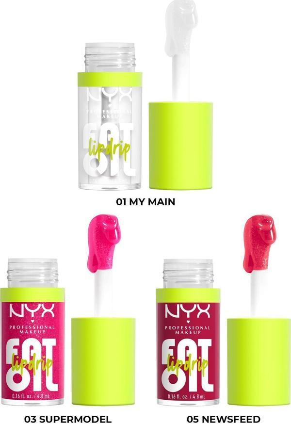 NYX Fat Oil Lip Drip Nemlendirici Dudak Yağı Set 3x4.8ML - Image 1
