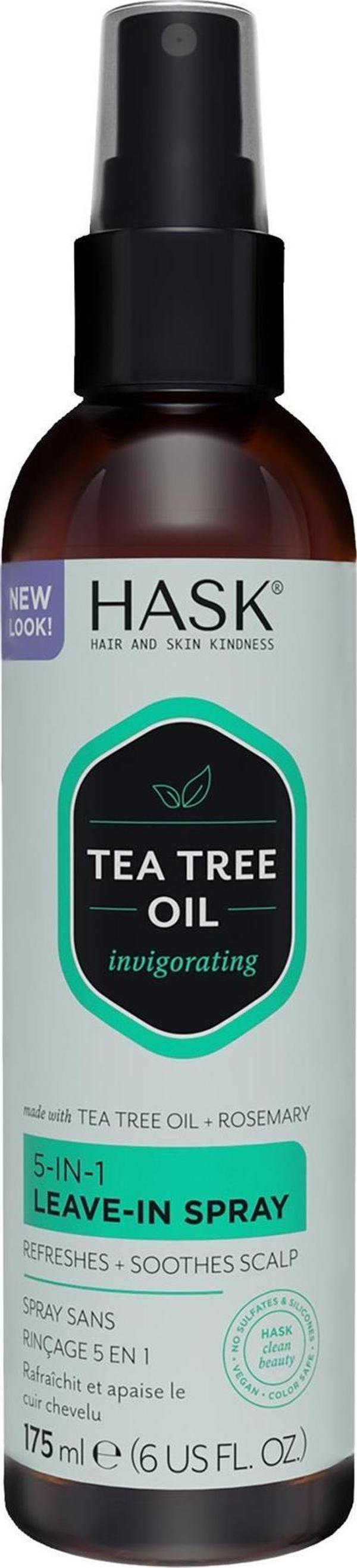Hask Tea Tree Oil Canlandırıcı Çok Yönlü Durulanmayan Saç Spreyi 175ML - Image 1