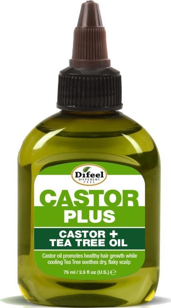 Difeel Castor + Tea Tree Oil Yavaş Uzayan Saçlara Özel Saç Bakım Yağı 75ML - Image 1