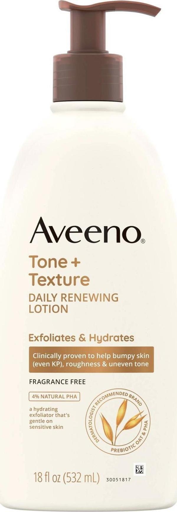 Aveeno Tone + Texture Eksfoliye Edici ve Nemlendirici Günlük Vücut Losyonu 532ML - Image 1