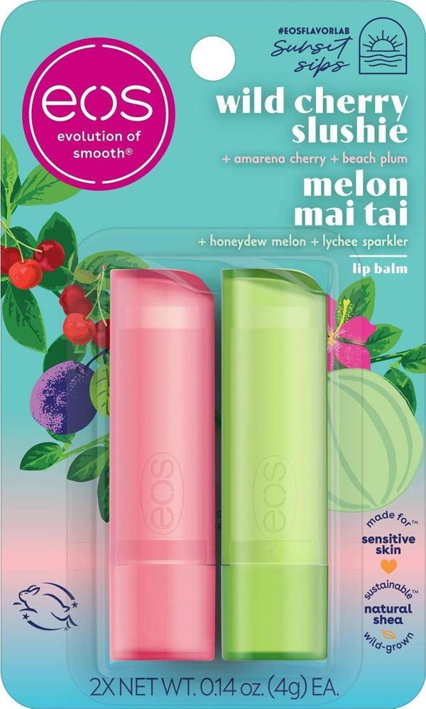 Eos Lip Balm Wild Cherry Slushie + Melon Mai Tai 2'li Dudak Balsamı 2x4GR - Image 1