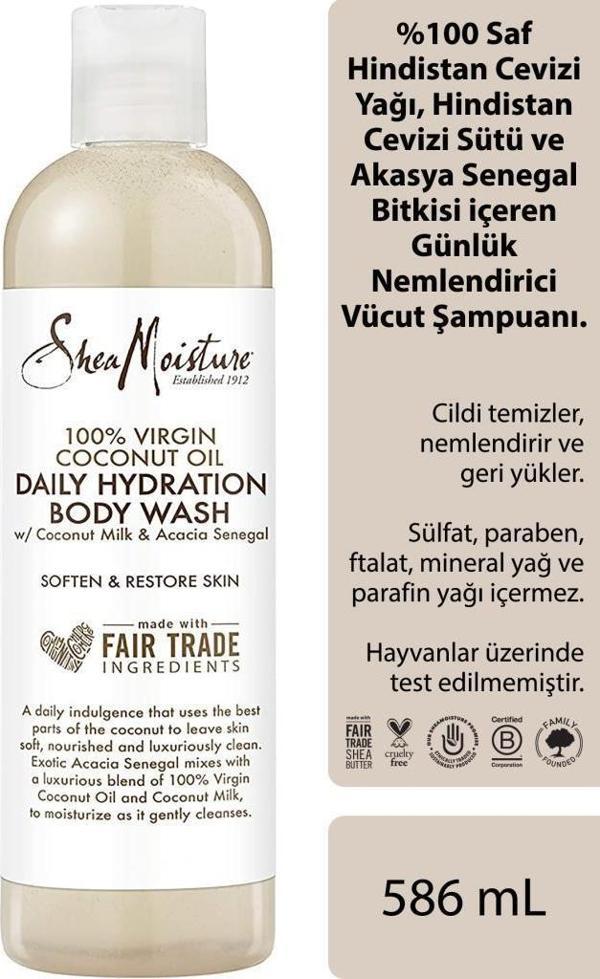 Shea Moisture %100 Saf Hindistan Cevizi Yağlı Günlük Nemlendirici Vücut Şampuanı 384ML - Image 1