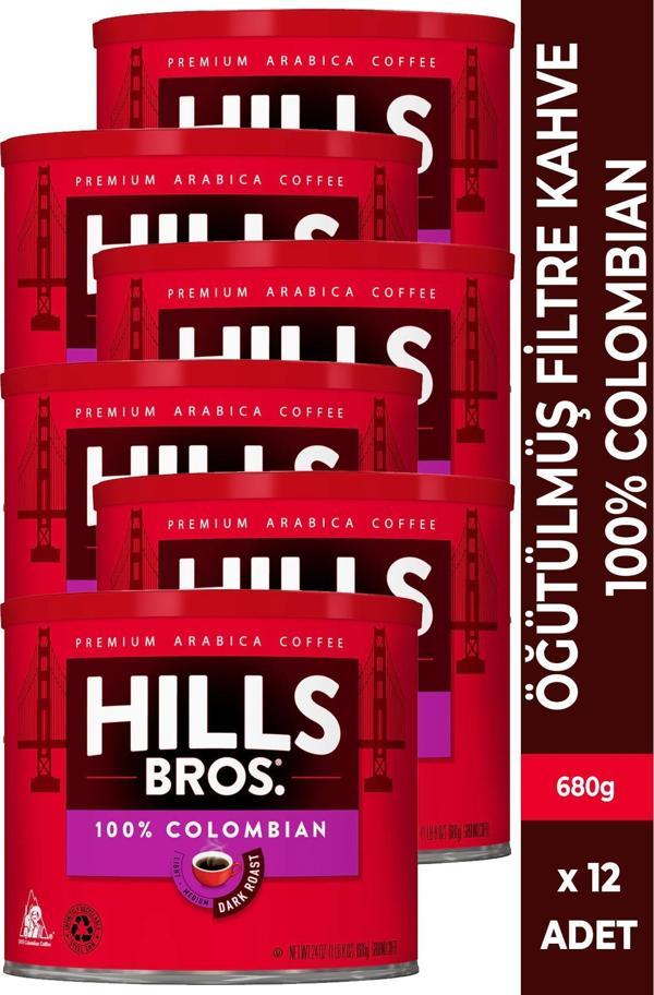 Hills Bros 100% Colombian Filtre Kahve 680GR x 12 Adet - Image 1
