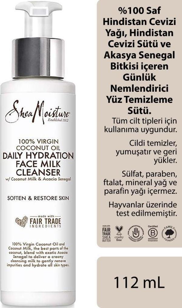Shea Moisture %100 Saf Hindistan Cevizi Yağlı Günlük Nemlendirici Yüz Temizleme Sütü 112ML - Image 1