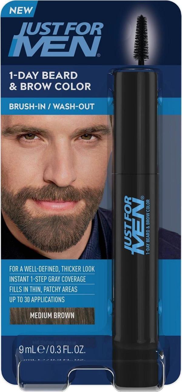 Just For Men 1 Günlük Geçici Sakal ve Kaş Boyası Orta Kahverengi 9ML - Image 1