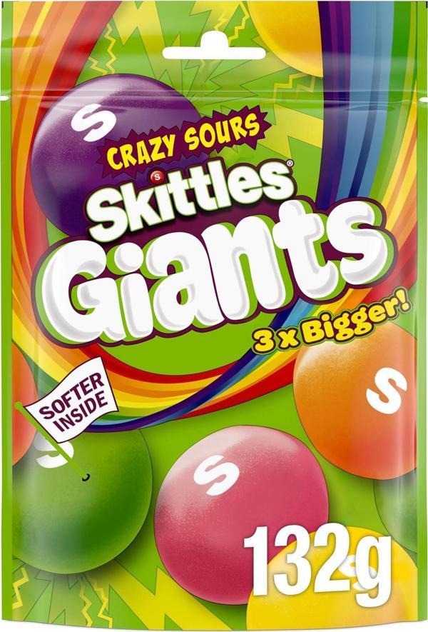 Skittles Giants Crazy Sours Ekşi Meyve Aromalı Büyük Draje Şekerleme 132GR - Image 1