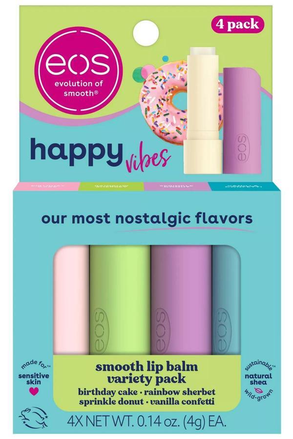 EOS Lip Balm Happy Vibes Dudak Balsamı Çeşit Paketi 4 Adet - Image 1