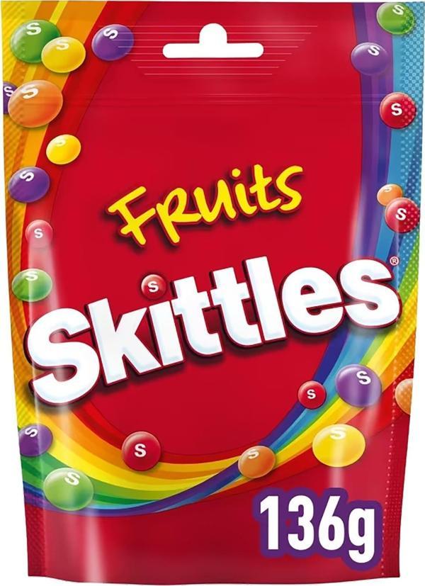 Skittles Fruits Meyve Aromalı Draje Şekerleme 136GR - Image 1