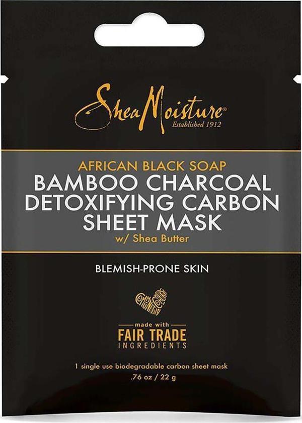 Shea Moisture Afrika Siyah Sabunu ve Bambu Kömürü Detoks Yaprak Maske Tek Kullanımlık - Image 1