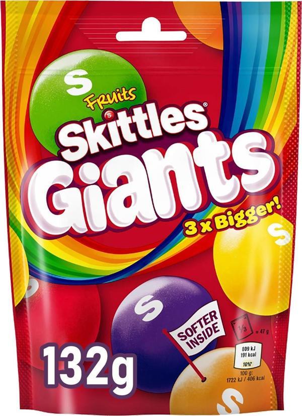 Skittles Giants Fruits Meyve Aromalı Büyük Draje Şekerleme 132GR - Image 1