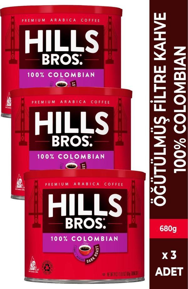 Hills Bros 100% Colombian Filtre Kahve 680GR x 3 Adet - Image 1