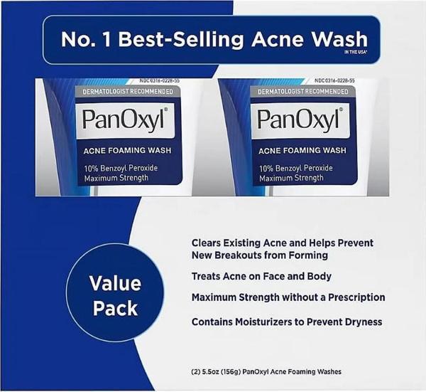 PanOxyl Akne Karşıtı Köpüren Yüz Yıkama İkili Paket 2x156GR - Image 1