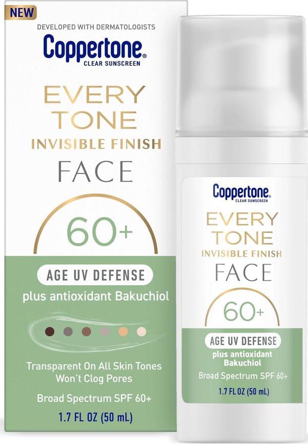 Coppertone Every Tone SPF60+ Age UV Defense Şeffaf Yüz Güneş Kremi 50ML - Image 1