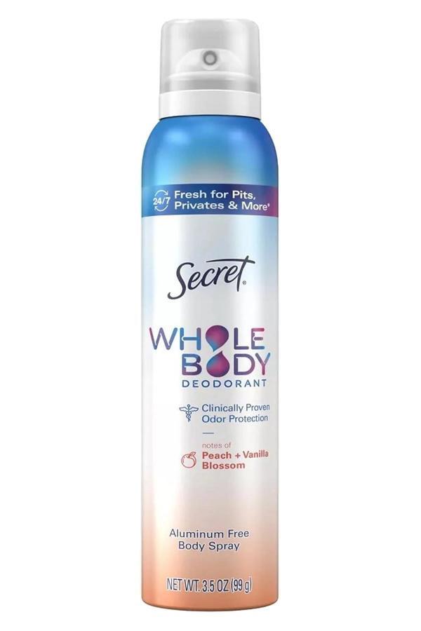 Secret Whole Body Peach + Vanilla Blossom Alüminyumsuz Tüm Vücut Sprey Deodorant 99GR - Image 1