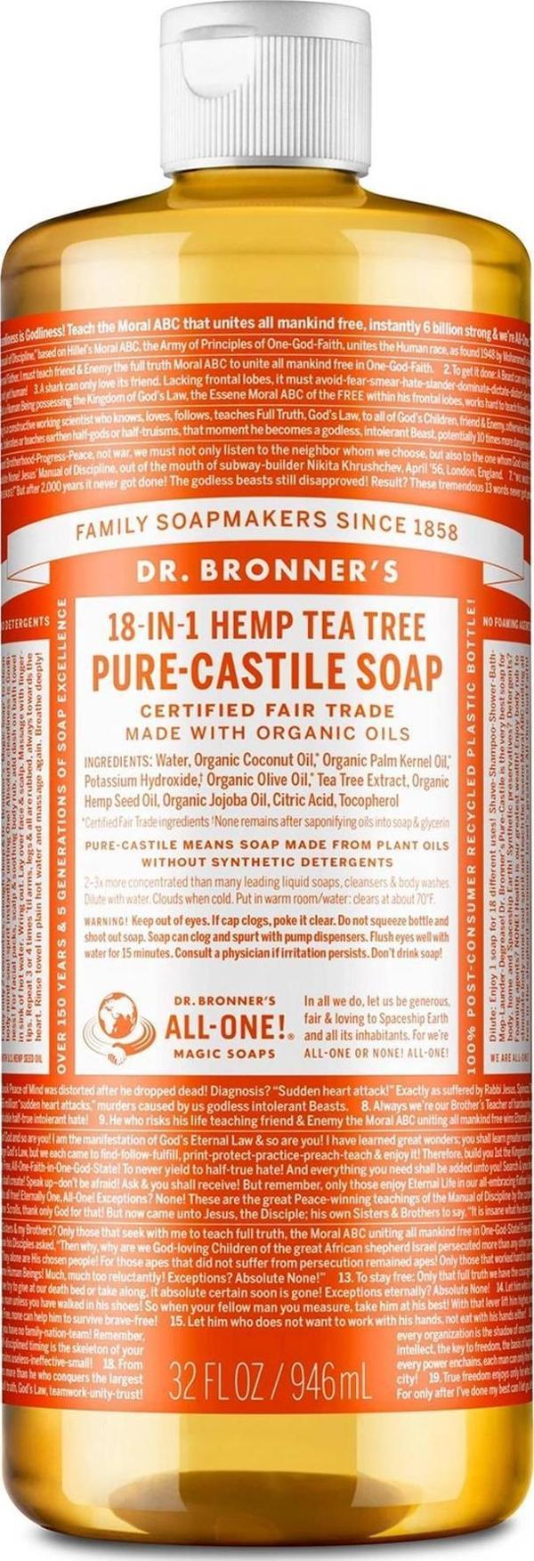 Dr.Bronner's Çok Amaçlı Sıvı Sabun Çay Ağacı Kokulu 946ML - Image 1