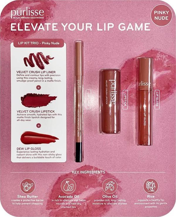 Purlisse Pinky Nude Üçlü Dudak Bakım Seti - Image 1
